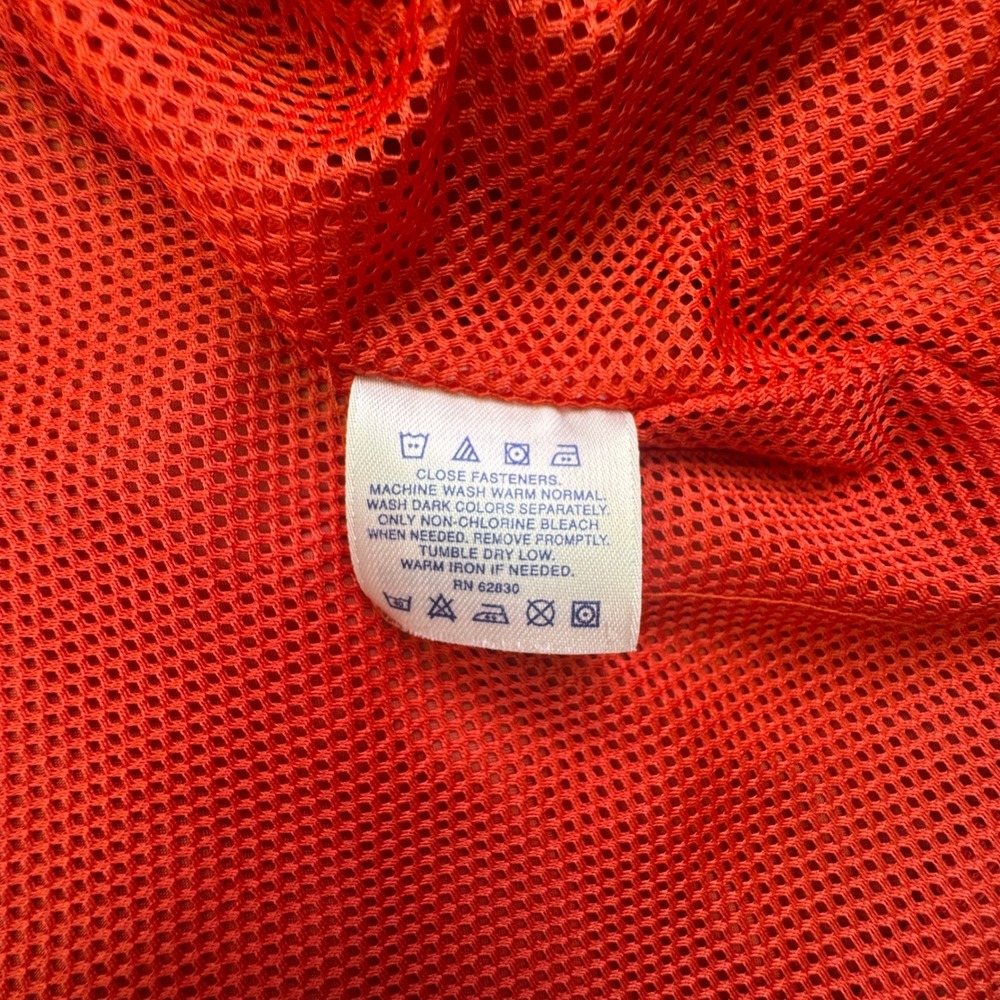 Lands' End Jacket‎ Mens Large Hidden Hood Red Collared Rain Jacket Windbreaker - Picture 7 of 8
